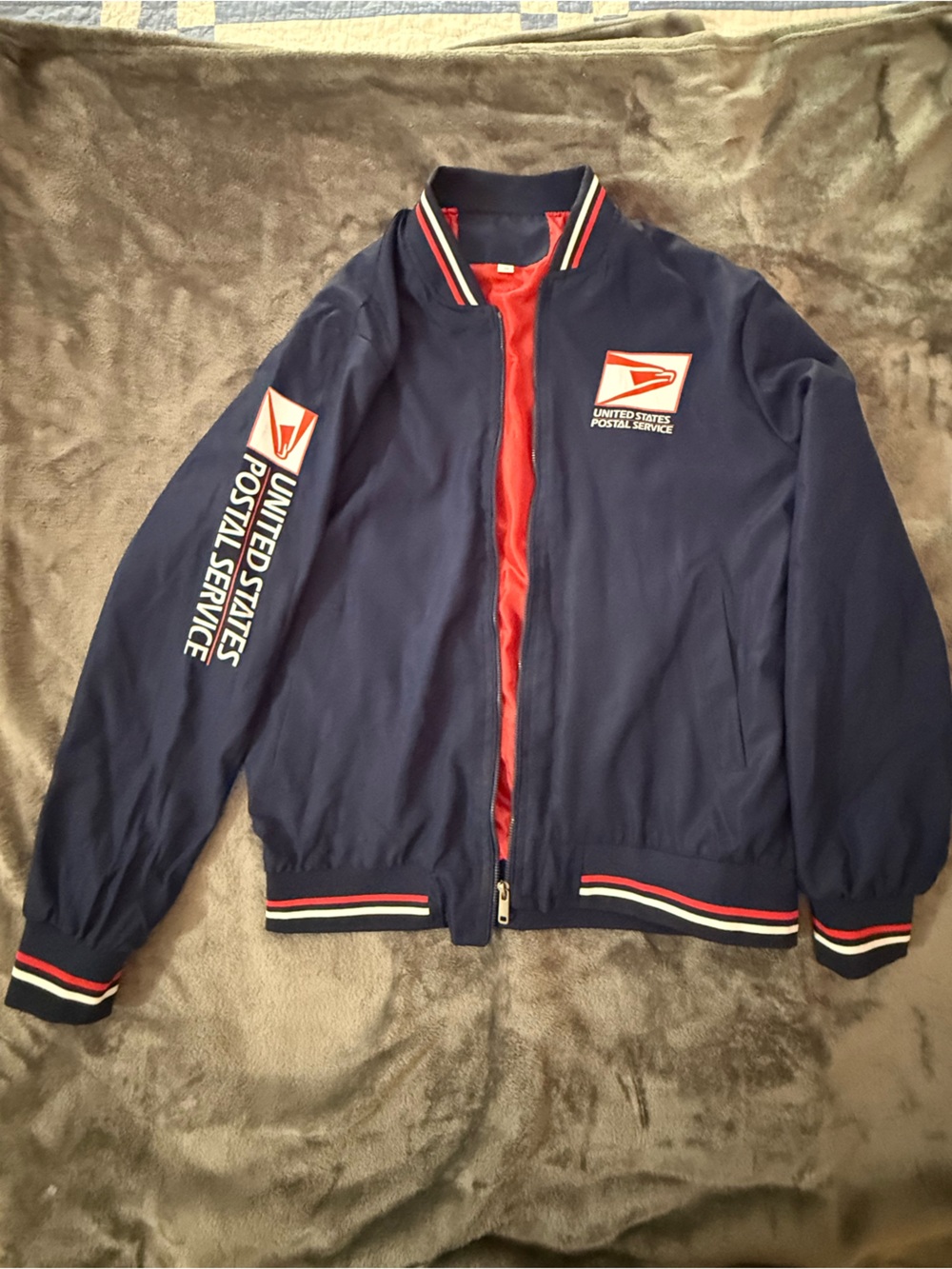 Means polyester light weight jacket USPS